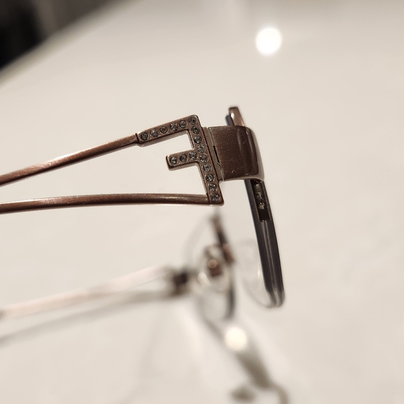 Luxe FENDI F612R 688 Brown Jeweled Metal Eyeglass Frames Made Italy sz 56-18-135 - Picture 7 of 10